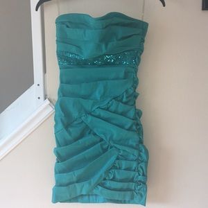 Strapless, dark teal homecoming dress. Size 5.